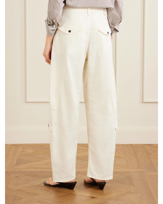 Citizens of Humanity White Flight Pleated Organic Cotton-Blend Twill Barrel-Leg Pants