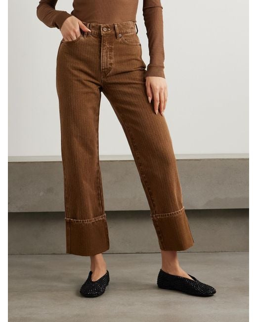 Veronica Beard Brown Dylan Hose Mit Geradem Bein Aus Baumwoll-Twill Mit Fischgratmuster