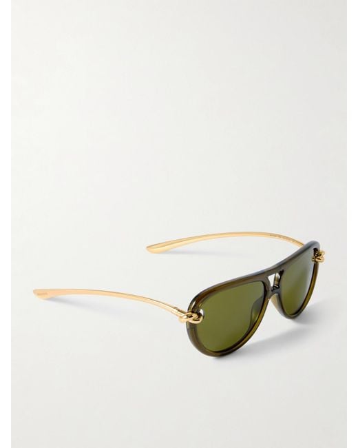 Bottega Veneta Green New Knot Aviator-Style Acetate And-Tone Sunglasses