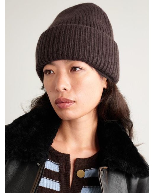Yves Salomon Brown Beanie Aus Geripptem Kaschmir
