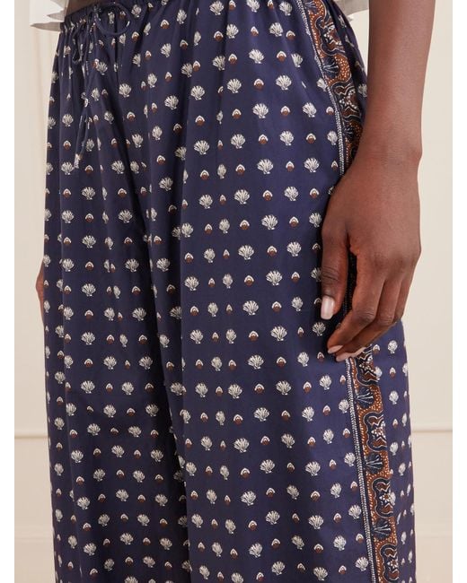 Doen Blue Yarrow Printed Cotton Balloon Pants