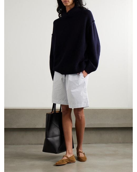 Allude Blue Wool And Cashmere-Blend Turtleneck Sweater