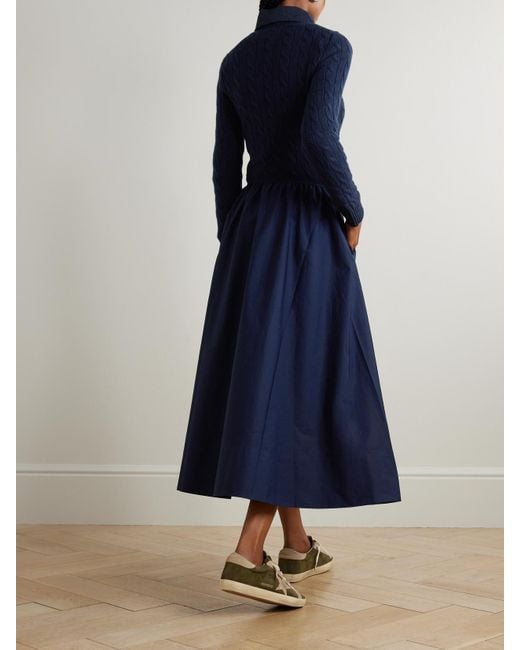Polo Ralph Lauren Blue Cotton And Wool-Blend Maxi Dress