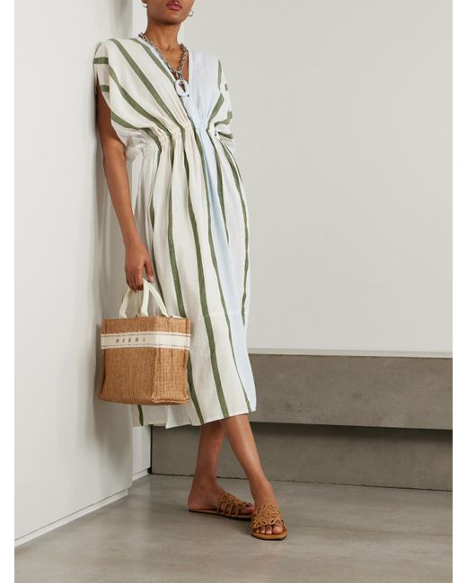 Lemlem Blue Leila Striped Cotton-Blend Coverup