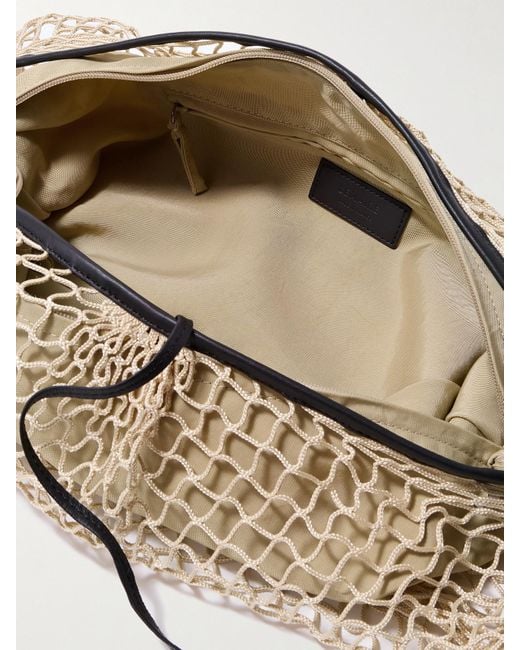 Lemaire Metallic Croissant Leather-Trimmed Fishnet Shoulder Bag