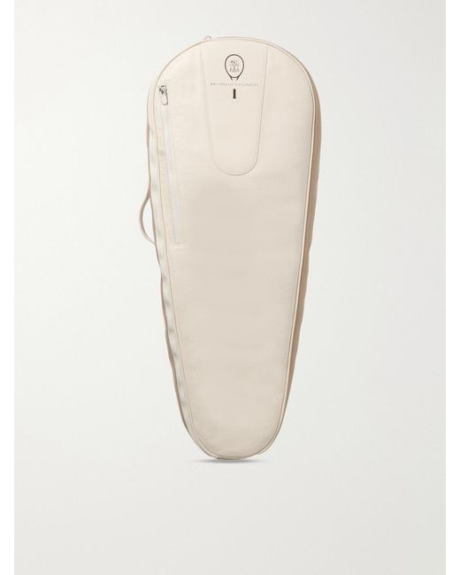 Brunello Cucinelli Natural Leather And Mesh Tennis Racket Bag