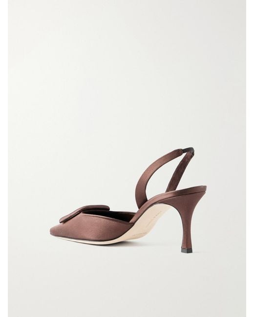 Manolo Blahnik Brown Emilia Wickstead Maysli 70 Satin Slingback Pumps