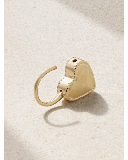 Yvonne Léon Pink Créole Cadenas Coeur 9-Karat Sapphire Single Earring