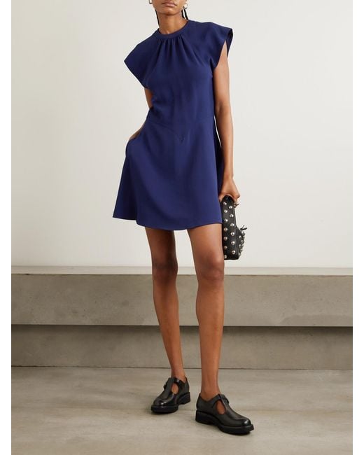 Stella McCartney Blue Gathered Crepe Mini Dress