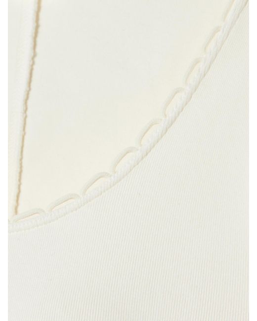 Re/done White Verkürztes Oberteil Aus Stretch-Jersey Aus Baumwolle Mit Wellenkante