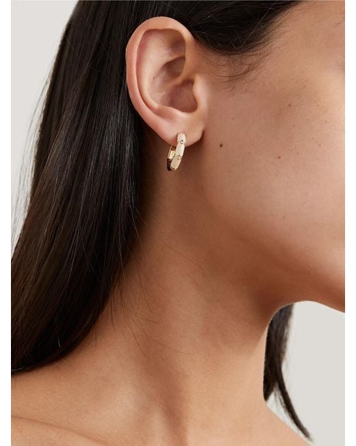 L'Atelier Nawbar Natural Bamboo 18-Karat, Mother-Of-Pearl And Diamond Hoop Earrings