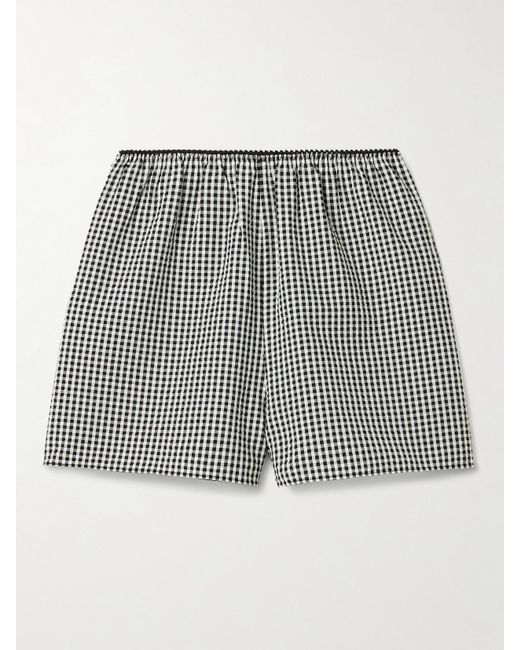 Doen Black Larena Gingham Recycled-Seersucker Shorts