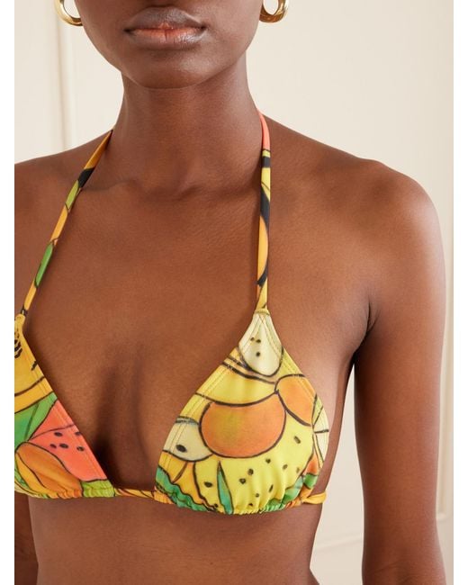 Donde Esteban Metallic Frutas Printed Triangle Bikini