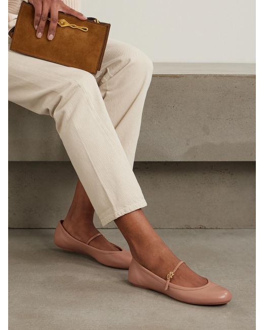 Gianvito Rossi Carla Leather Mary Jane Ballet Flats in Pink | Lyst UK