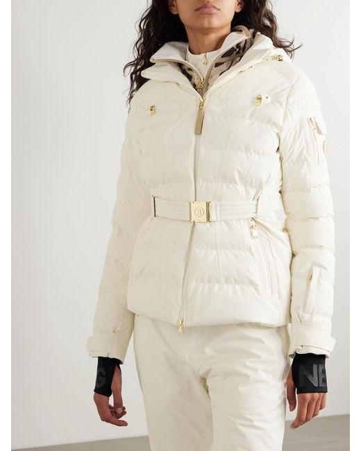 Bogner Natural Ellya Layered Belted Quilted Ski Jacket