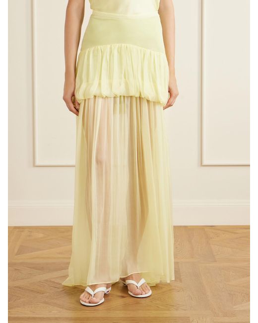LIBEROWE White Silk-Chiffon Maxi Skirt
