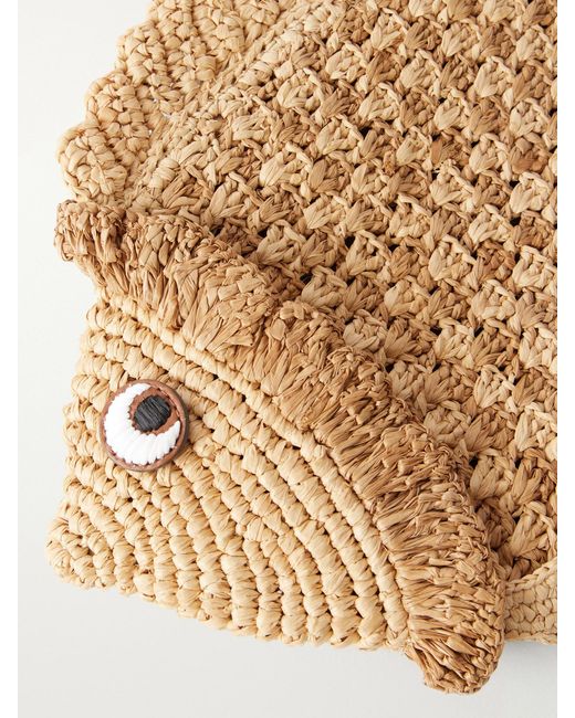 Anya Hindmarch Natural Fish Raffia And Leather-Trimmed Clutch
