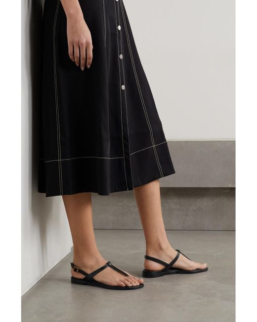 Manolo Blahnik Black Hata Leather Slingback Sandals