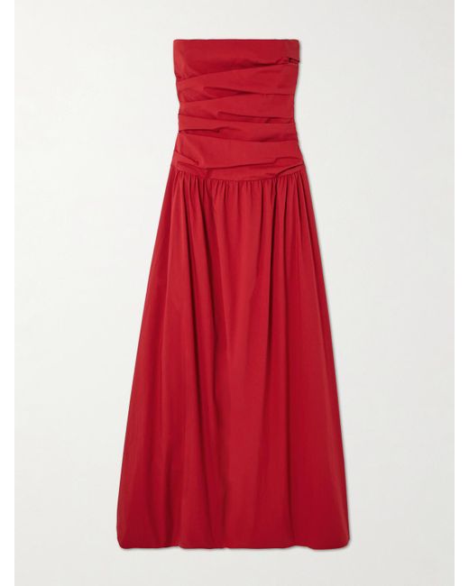 St. Agni Red Trägerloses Maxikleid Aus Einer Baumwollmischung