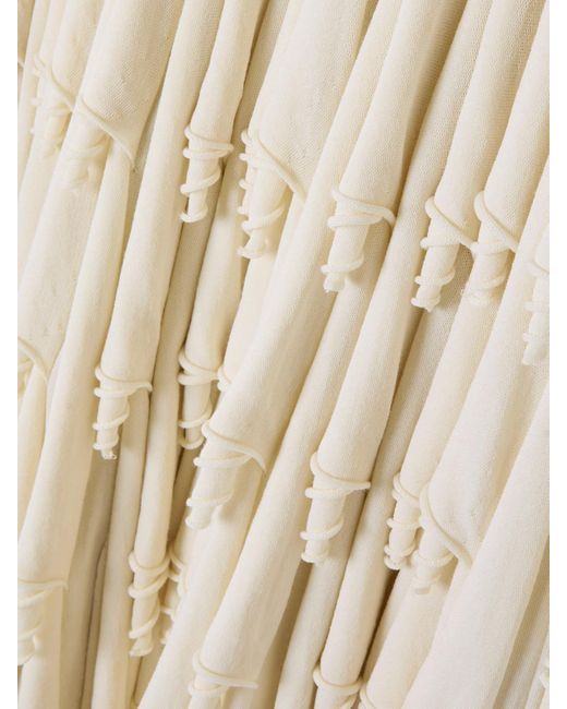 Alaïa Natural Tiered Pleated Wool And Silk-Blend Midi Skirt