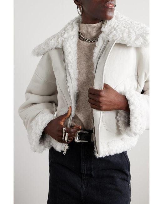 Halfboy White Cropped Shearling Jacket