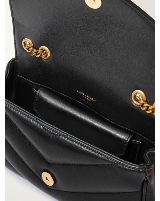 Saint Laurent Black Loulou Mini Matelassé Leather Shoulder Bag
