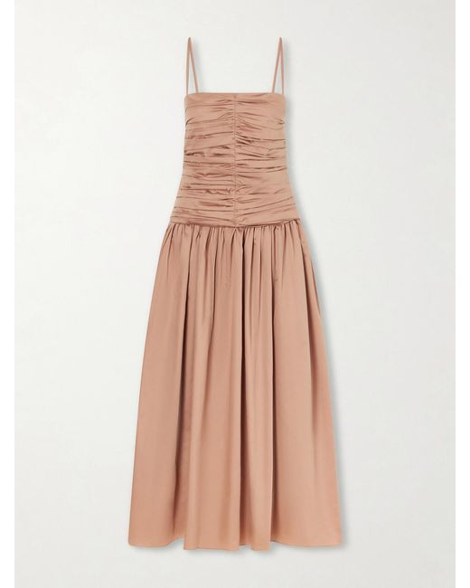 TOVE Natural Amina Gathered Organic Cotton Dress