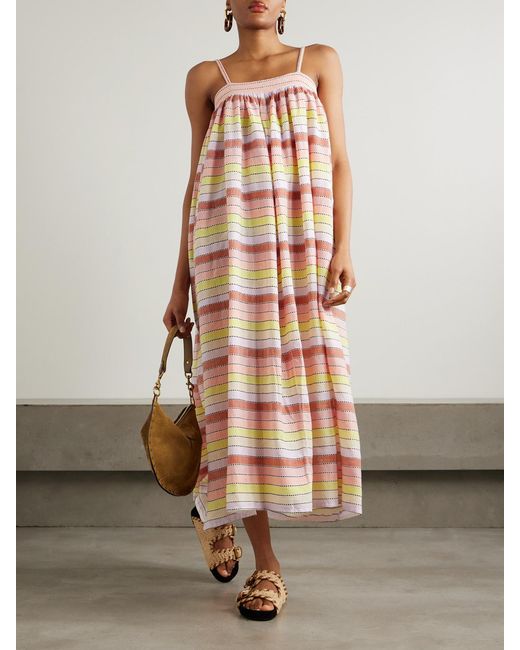 Lemlem Pink Eda Striped Cotton-Blend Maxi Dress
