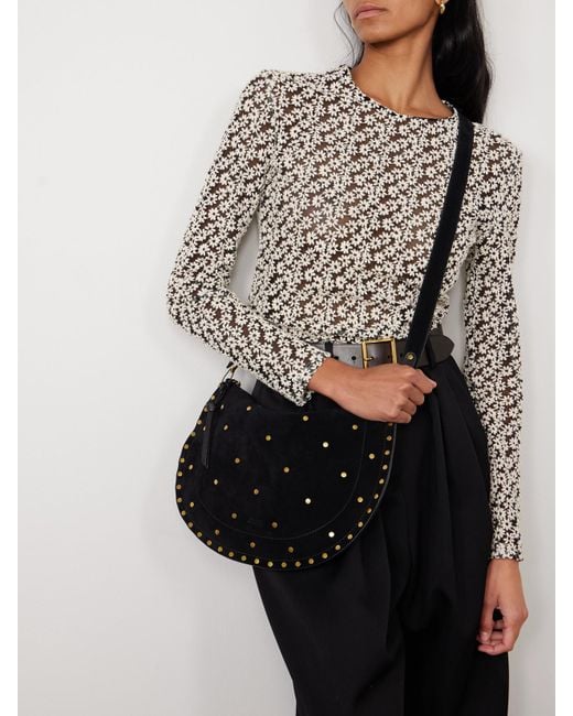 Sac Porté Épaule En Daim À Clous Oskan Moon Isabel Marant en coloris White
