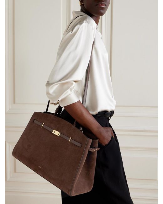 DeMellier London Brown The Hudson Tote Aus Veloursleder Mit Lederbesätzen