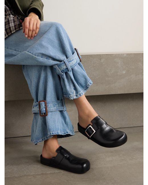 Loewe Black Ease Clogs Aus Leder Mit Schnalle