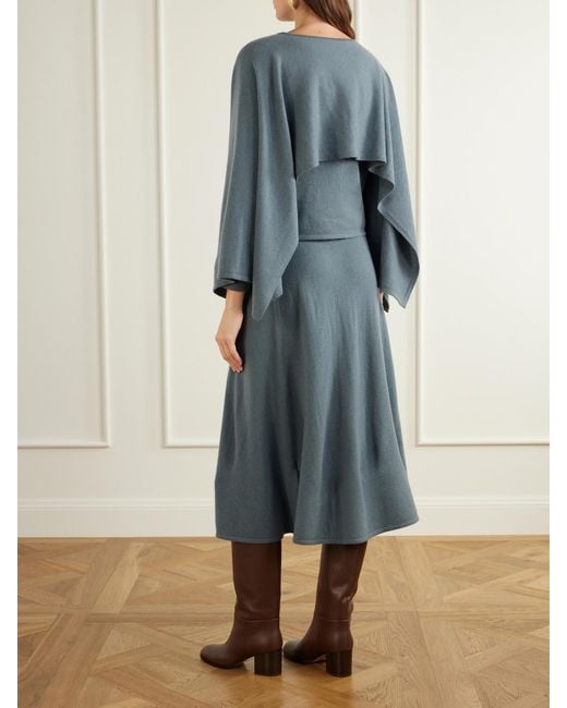 Zimmermann Blue Valiant Draped Wool And Cashmere-Blend Sweater