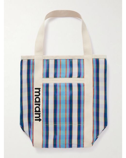 Isabel Marant Blue Darwen Striped Canvas-Trimmed Nylon Tote