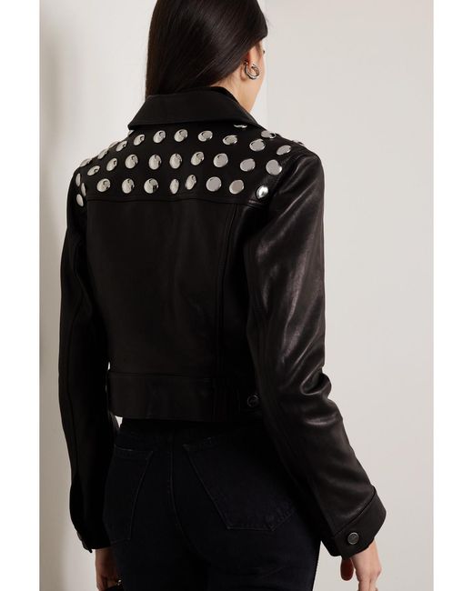 Khaite Black Rizzo Studded Textured-Leather Jacket