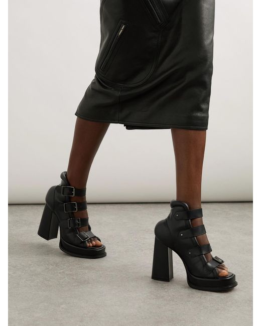 Alexander McQueen Black Pantoletten Aus Leder Mit Schnallen