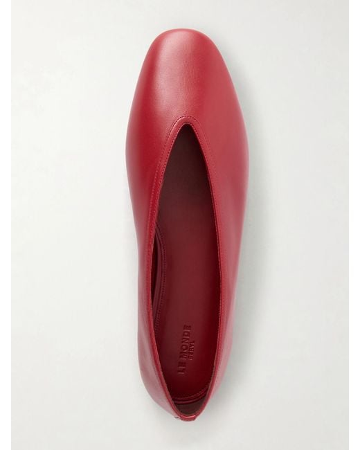 Le Monde Beryl Red Luna Leather Ballet Flats
