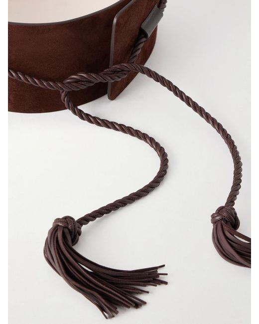 DEHANCHE Brown Sedona Tasseled Leather-Trimmed Suede Belt