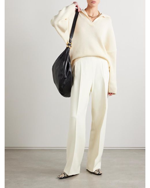 FFORME Natural Louise Ribbed Merino Wool And Cashmere-Blend Polo Sweater