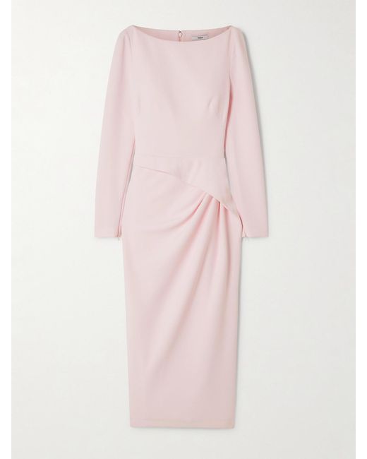 Safiyaa Pink Craina Draped Crepe Midi Dress