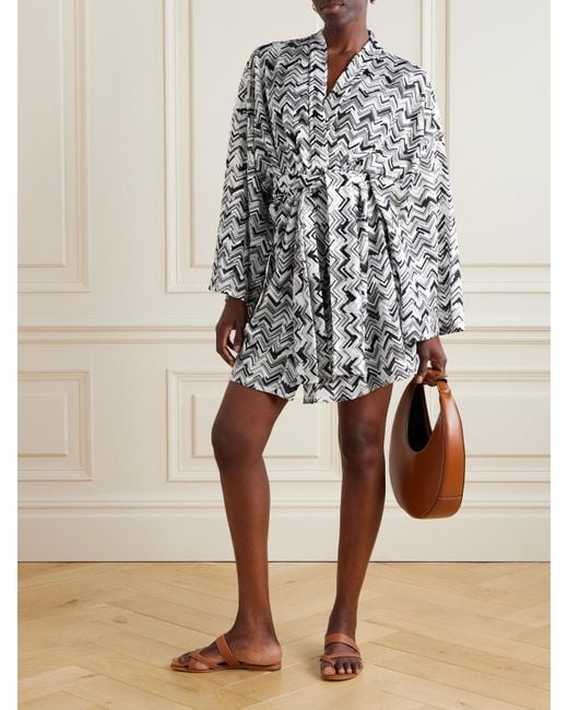 Missoni White Belted Striped Crochet-Knit Robe