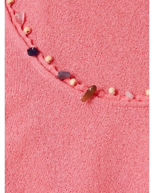 Christopher Esber Pink Embellished Cotton-Blend Bouclé Halterneck Maxi Dress
