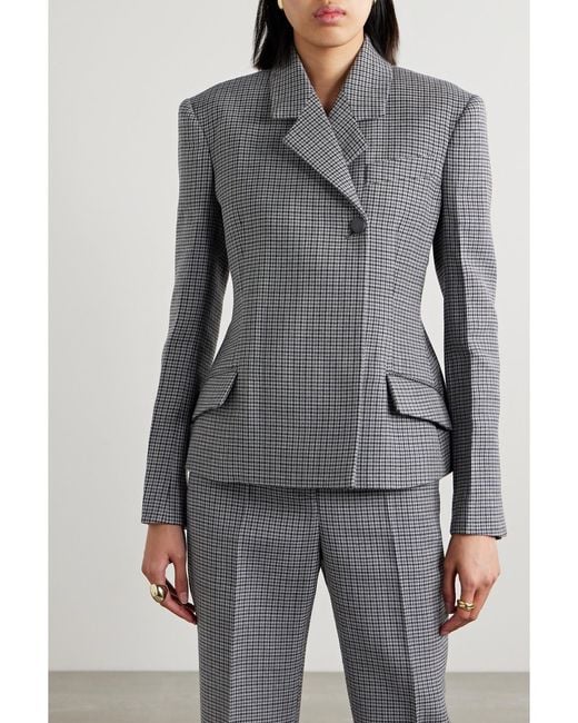 Ferragamo Gray Houndstooth Wool Blazer