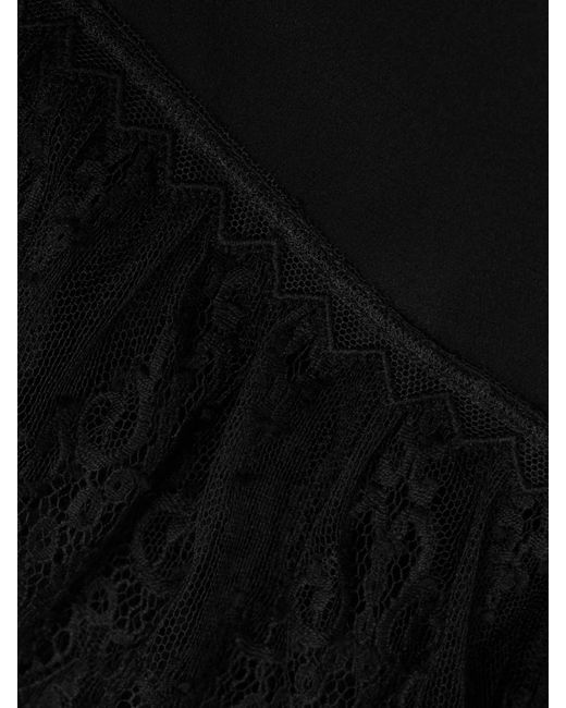 Haut En Crêpe De Chine De Soie À Finitions En Dentelle Chloé en coloris Black