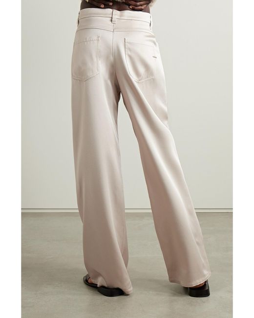 Brunello Cucinelli White Duchesse-Satin Wide-Leg Pants