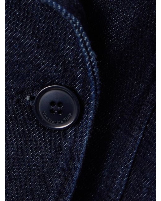 Frankie Shop Blue Double-Breasted Denim Trench Coat