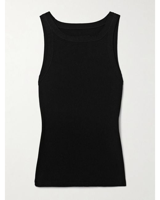Nili Lotan Black Jennifer Ribbed Cotton-Jersey Tank