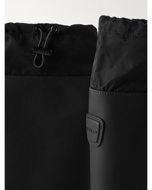 Bally Black Clover Twill-Trimmed Coated-Leather Knee Boots