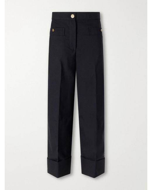 Thom Browne Blue Virgin Wool-Twill Straight-Leg Cropped Pants