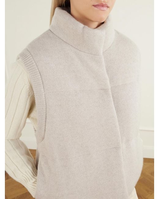 LeKasha Natural Montana Ribbed Cashmere Puffer Vest