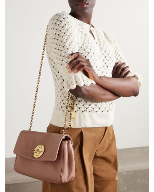 Chloé Brown Heritage Große Schultertasche Aus Leder